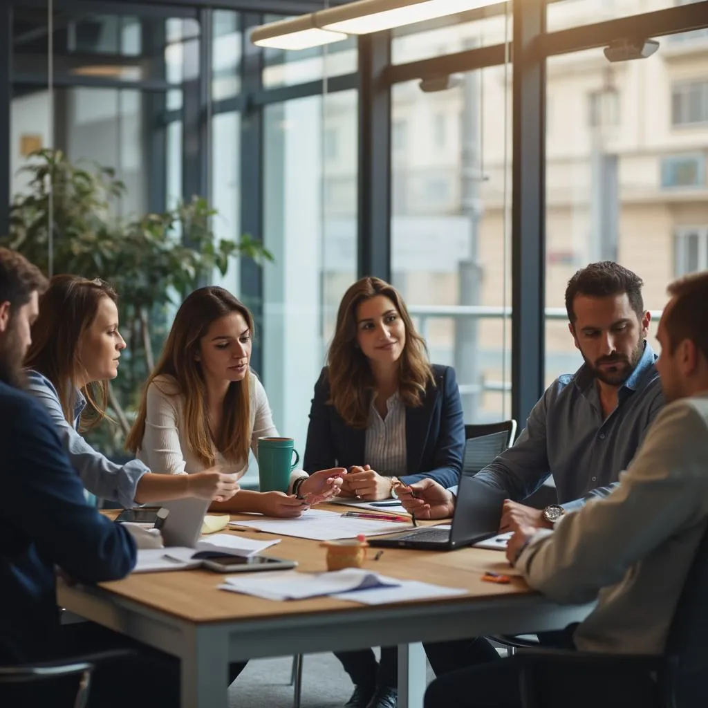 Equipo de consultores colaborando